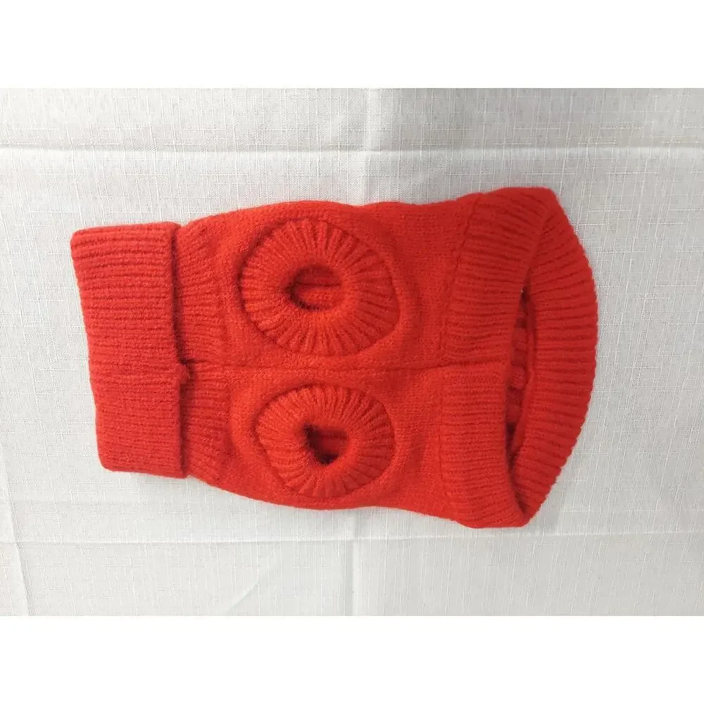 Zingpan Dog Sweater Turtleneck Cable Knit Size XS Red Warm Winter Coat Clothes